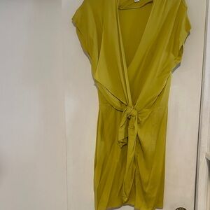 Diane Von Furstenberg Lime Green Tie-Front Mini Dress